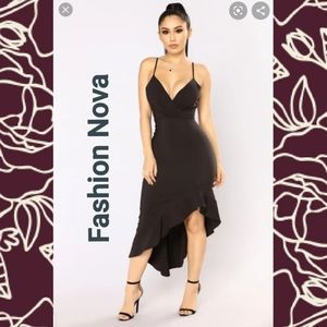 Fashion Nova Black Assymetrical Cocktail Dress